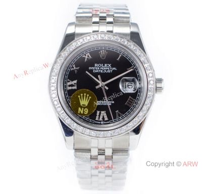 Swiss Rolex Datejust II N9 Factory ETA2836 Watch Black Diamond Dial Rolex Grade 1 Copy